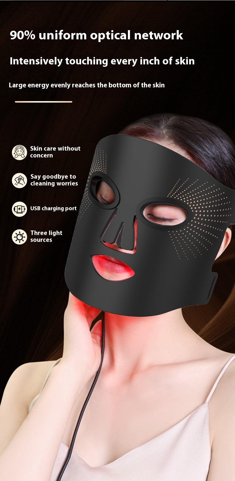 Red Light 7 Colors LED Silicone Photon Facial Mask